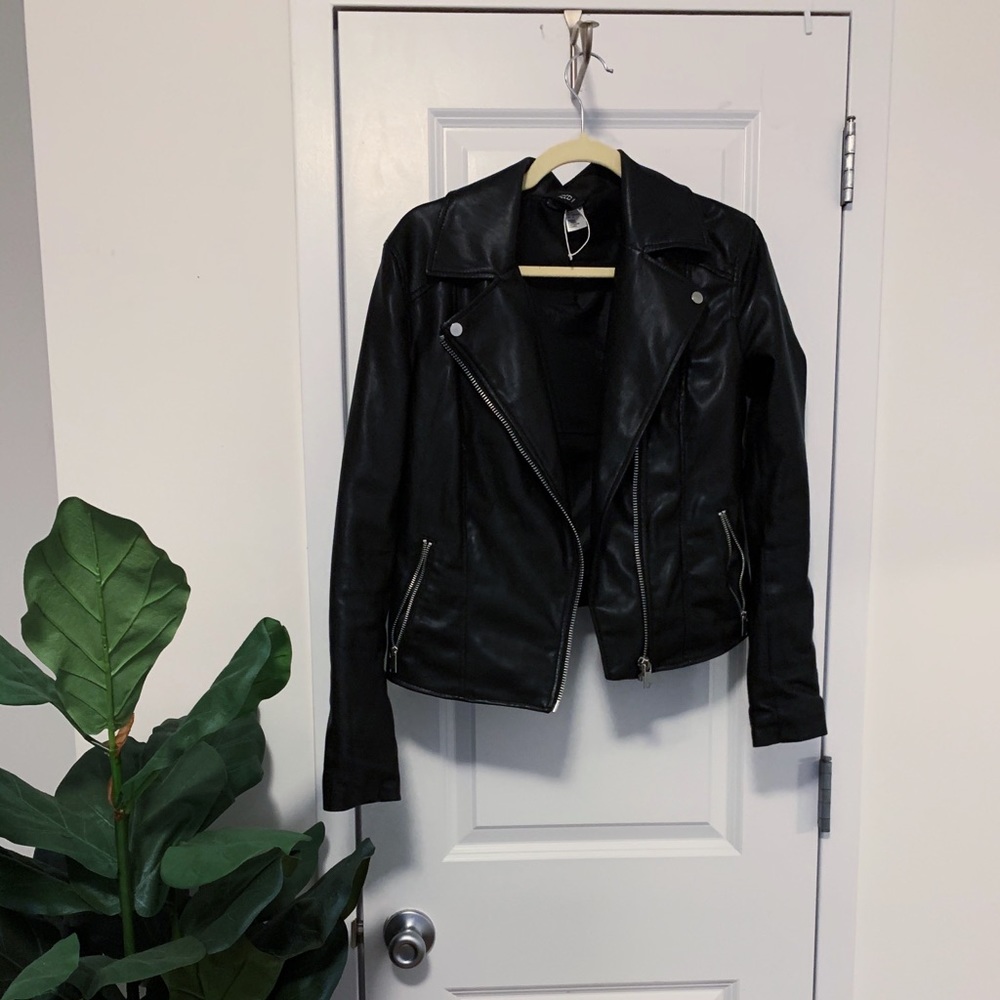 Classic black faux leather jacket